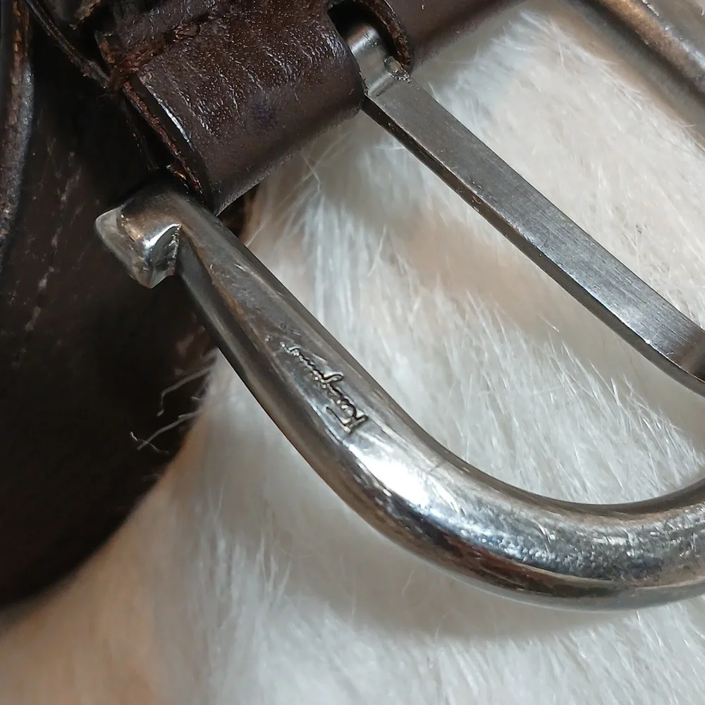 Salvatore Ferragamo Men's Brown Single Leather Belt CM(95) - Picture 2 of 9